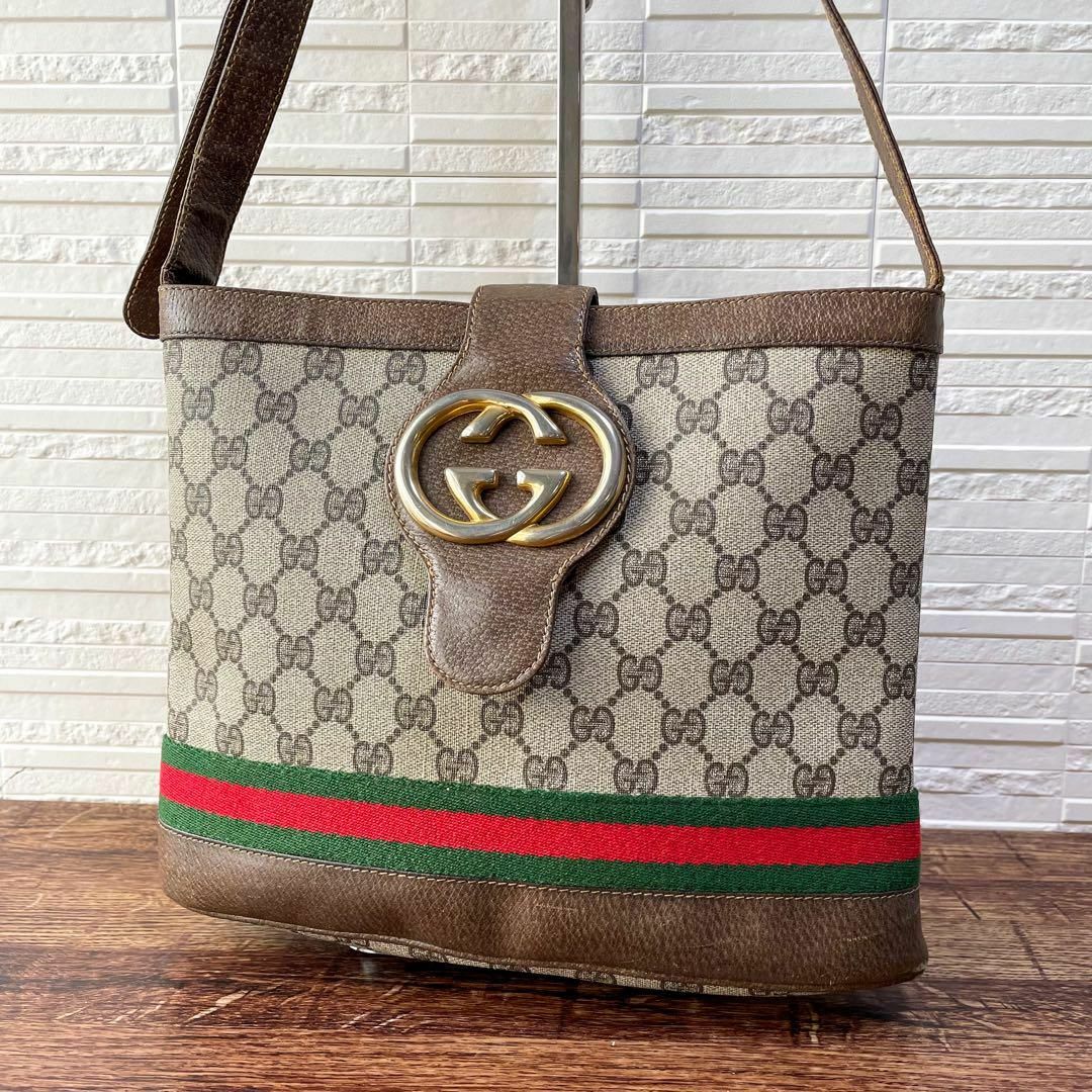 Gucci - グッチ シェリーライン PVC×レザー ショルダー バッグ