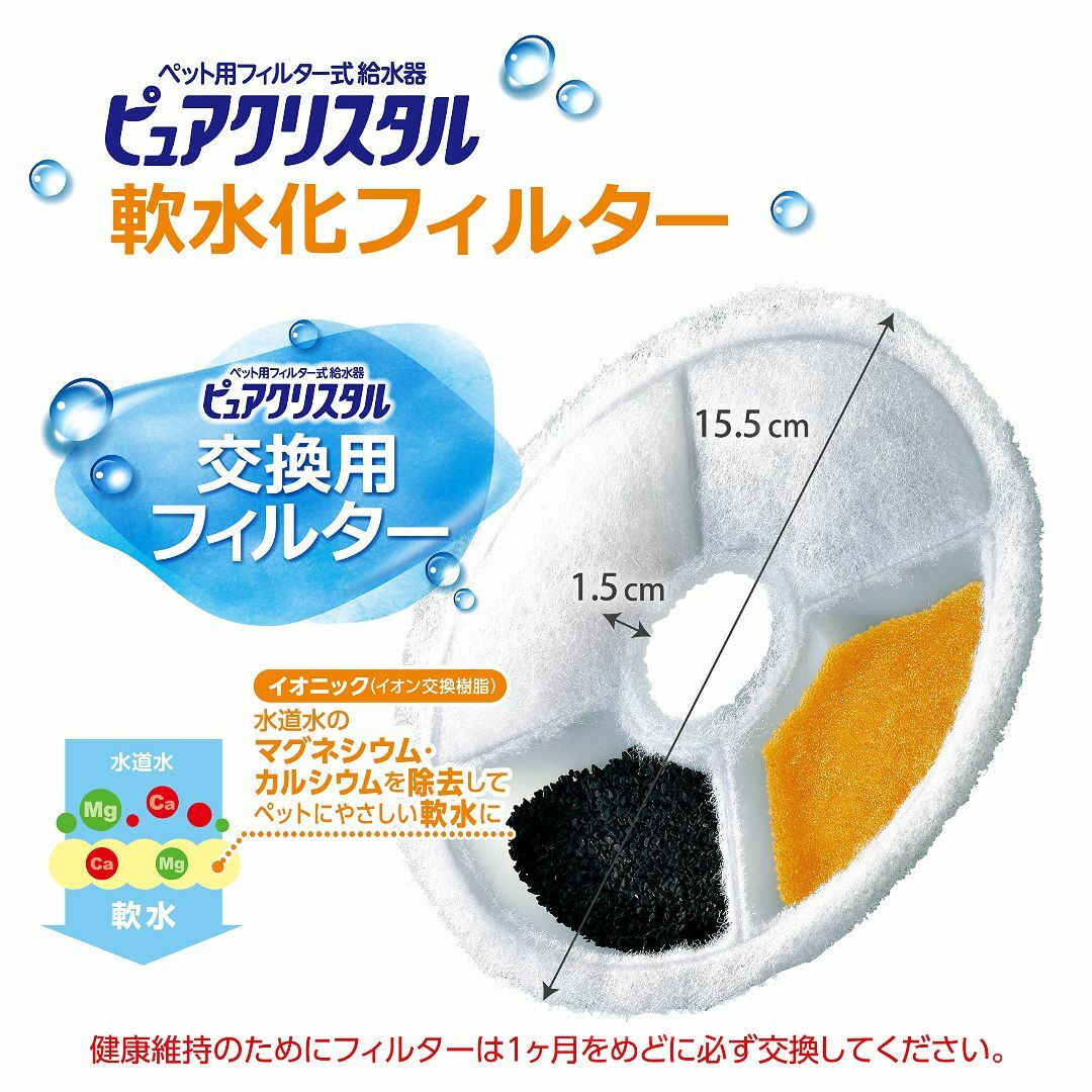 GEX ピュアクリスタル 軟水化フィルター全円タイプ猫用 純正 活性炭+