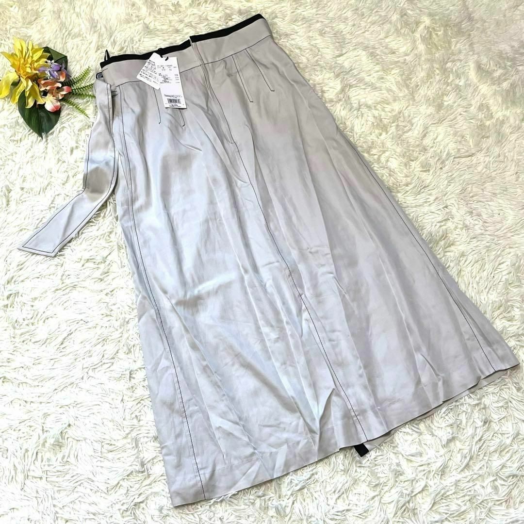 新品♡ ピンキー&ダイアン ロングスカート フレア 21SS ベルト グレー M