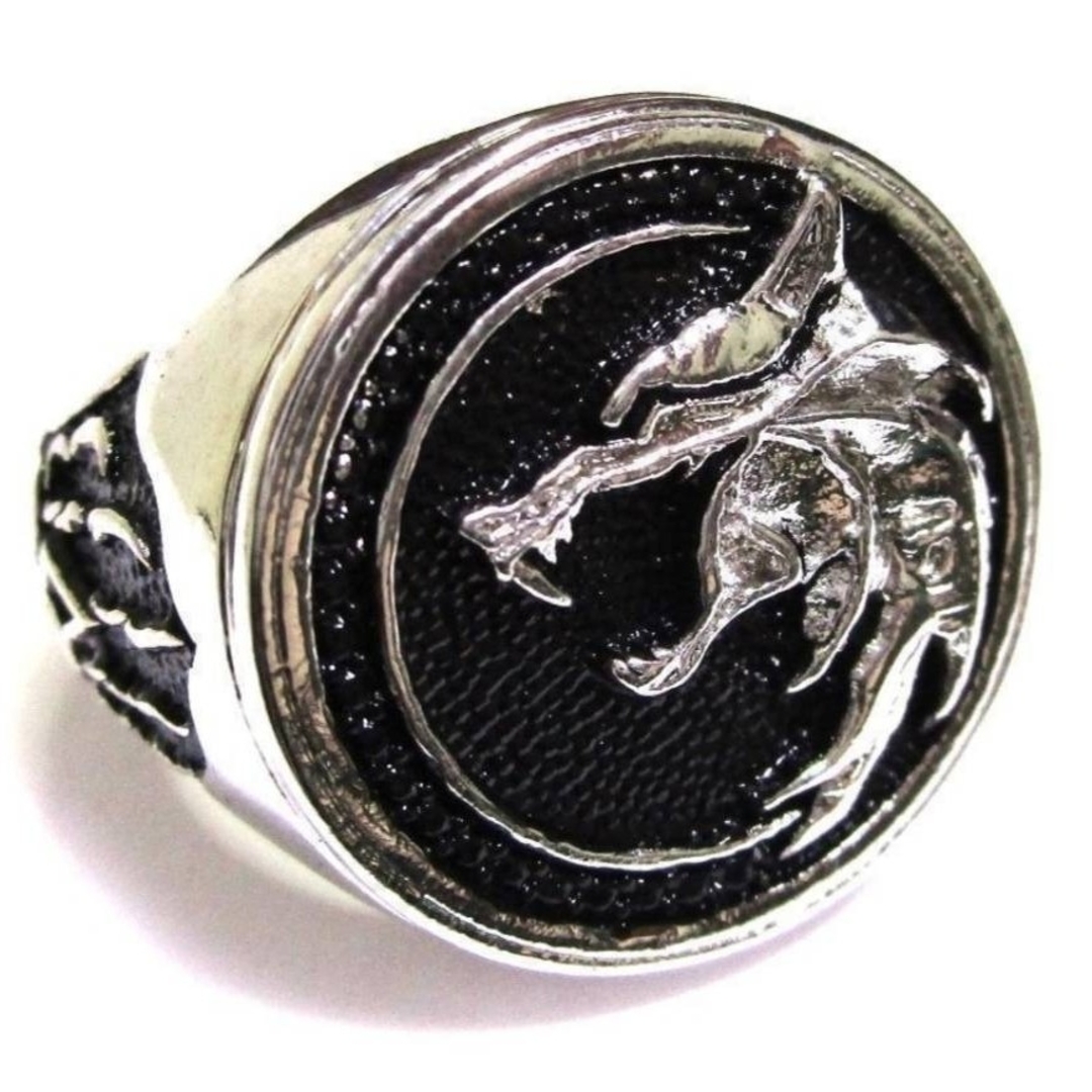 【SALE】リング メンズ シルバー ブラック オオカミ ウルフ  指輪 22号 メンズのアクセサリー(リング(指輪))の商品写真