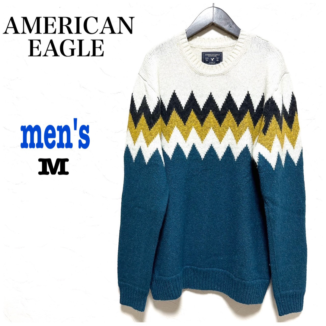 American Eagle(アメリカンイーグル)のメンズ アメリカンイーグル ノルディック柄 ニット セーター プルオーバー M メンズのトップス(ニット/セーター)の商品写真