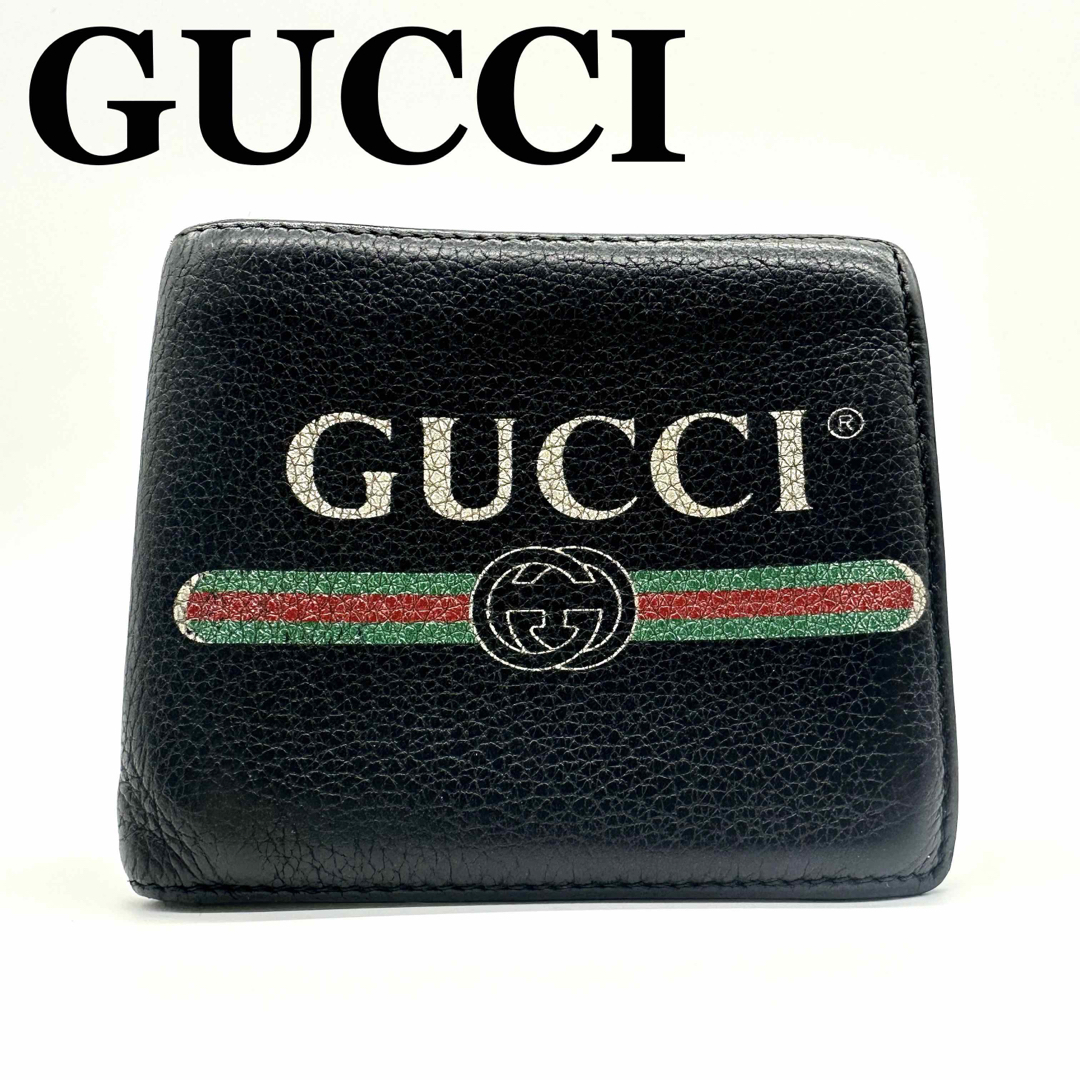 Gucci - 【超極美品】グッチ クルーズライン ロゴプリント 二つ折り