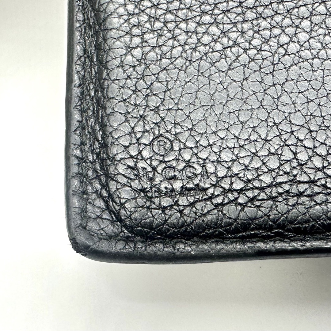 【超極美品】グッチ クルーズライン ロゴプリント 二つ折り財布 ブラック レザー