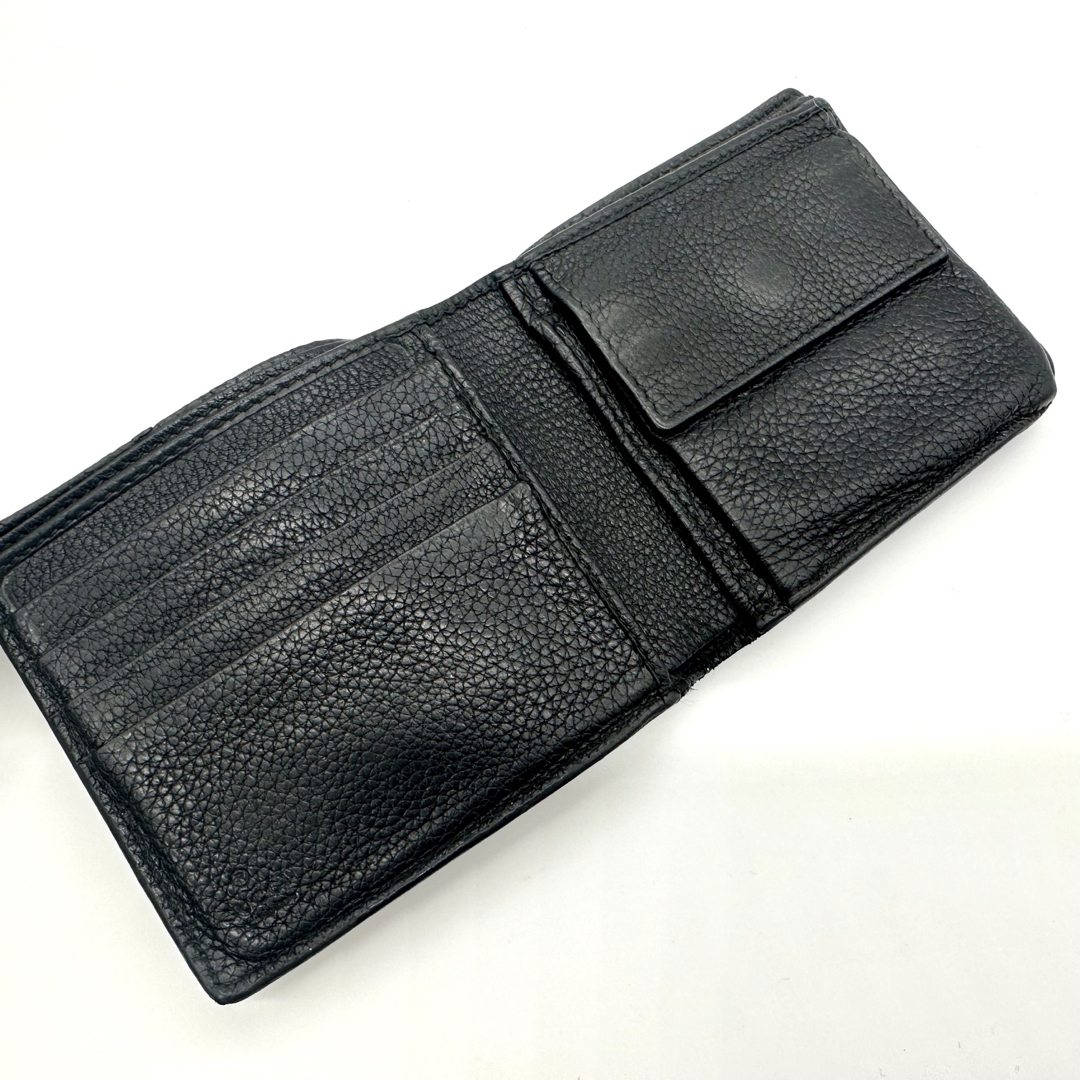 【超極美品】グッチ クルーズライン ロゴプリント 二つ折り財布 ブラック レザー