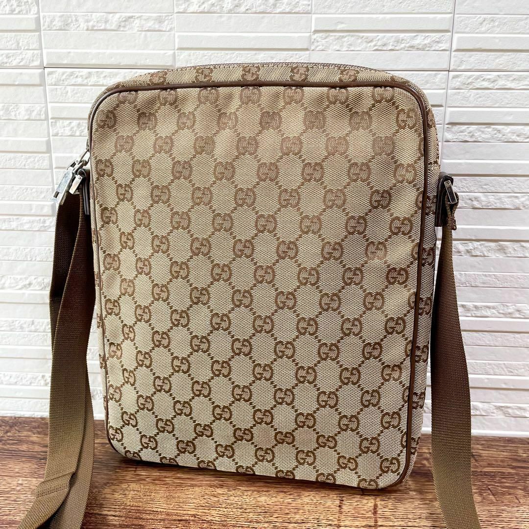 Gucci - グッチ GG キャンバス×レザー ショルダー バッグ ポシェット