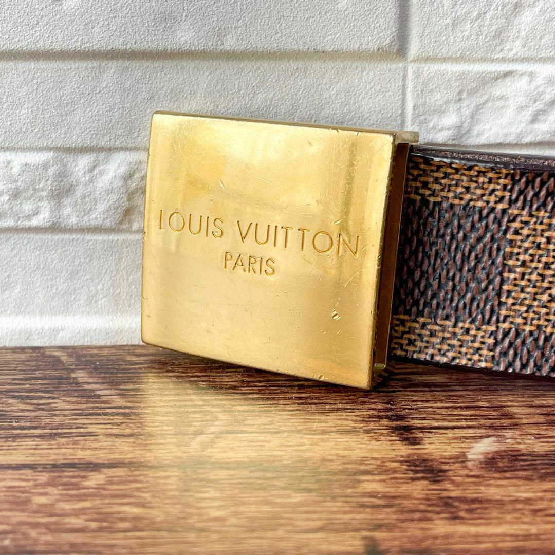 LOUIS VUITTON(ルイヴィトン)のルイヴィトン ダミエ レザー サンチュール ベルト ゴールド金具 バックル メンズのファッション小物(ベルト)の商品写真