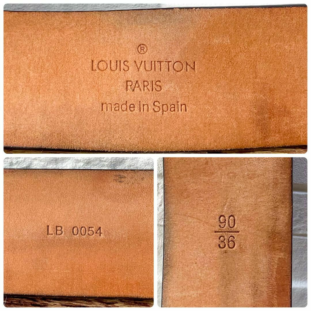 LOUIS VUITTON(ルイヴィトン)のルイヴィトン ダミエ レザー サンチュール ベルト ゴールド金具 バックル メンズのファッション小物(ベルト)の商品写真