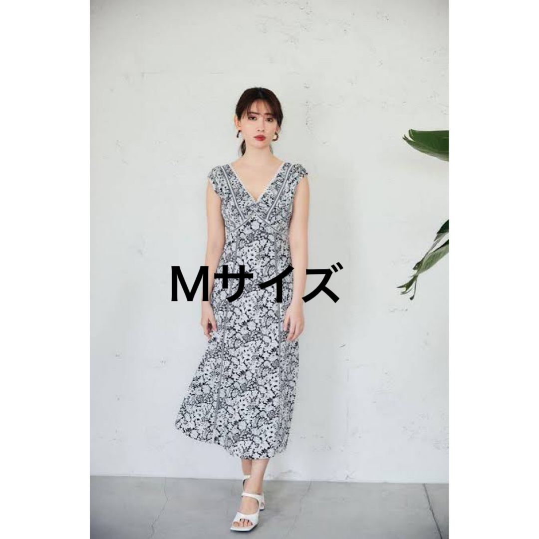 ネイビーサイズLace Trimmed Floral Dress Navy M size