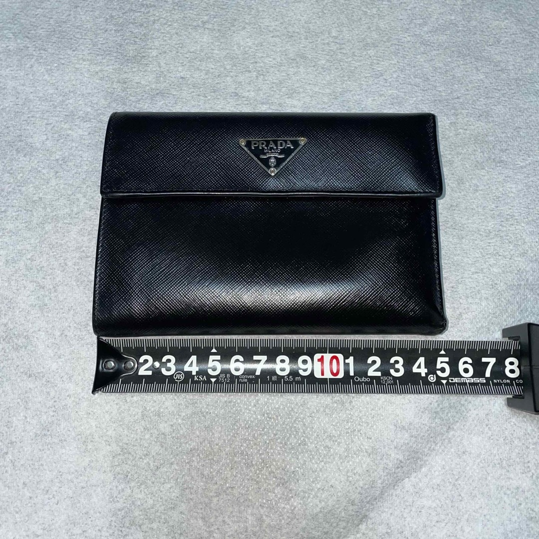 プラダ 三つ折り財布 サフィアーノ レザー 2MH021 PRADA 財布 コンパクトウォレット 黒