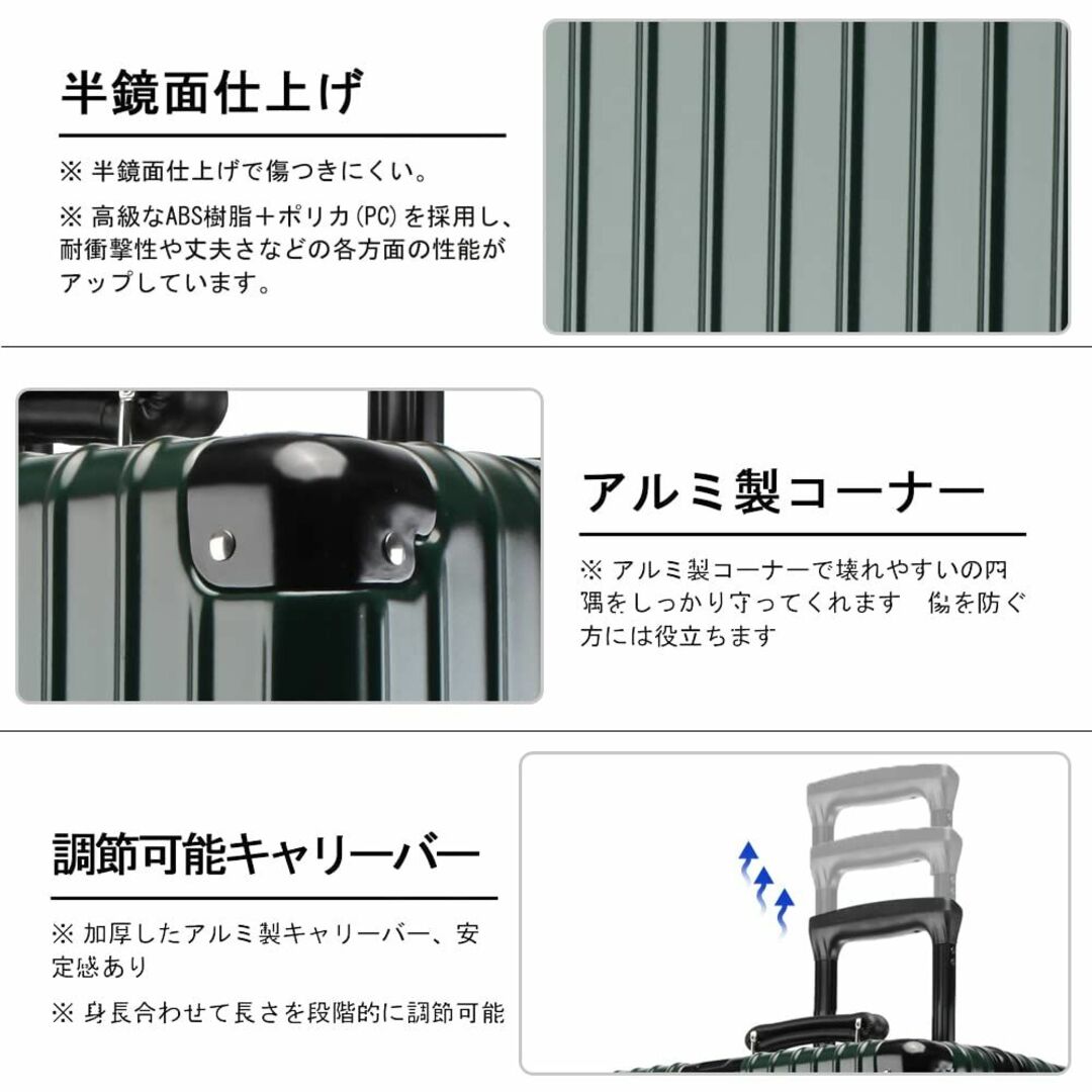【色: 緑色】[lanbao] スーツケース アルミフレーム 軽量 キャリーケー