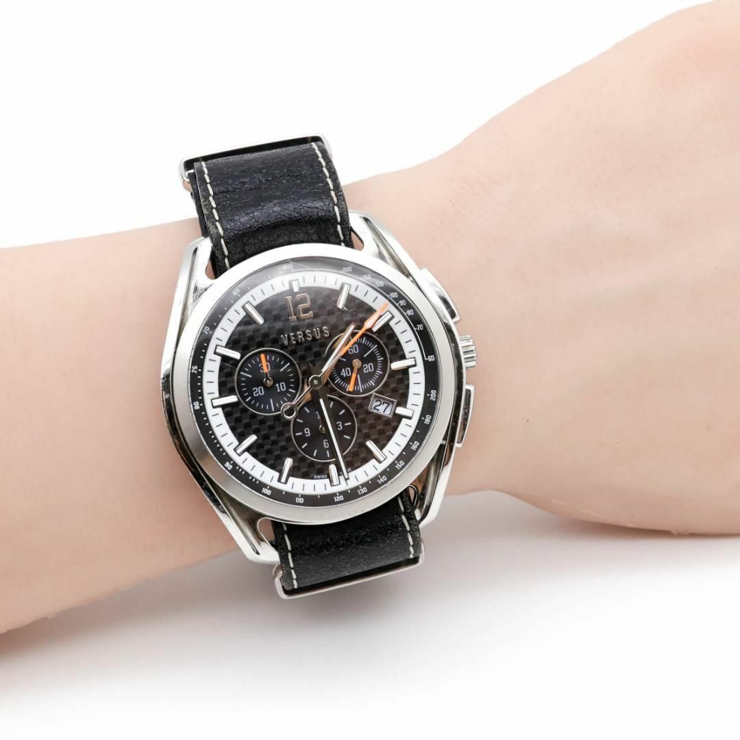 《希少》VERSUS 腕時計 ブラック クロノグラフ デイト メンズk