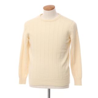 【中古】スリードッツ three dots ウール クルーネック プルオーバーニット クリームベージュ【サイズL】【メンズ】