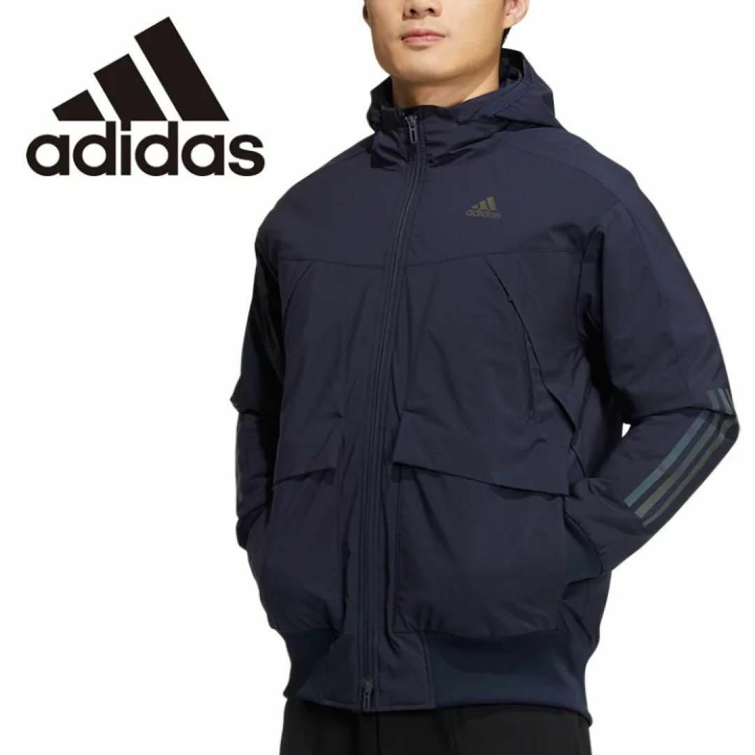 adidas(アディダス)の未使用タグ付き アディダス パデッドジャケット ネイビー M EUE93 メンズのジャケット/アウター(ナイロンジャケット)の商品写真