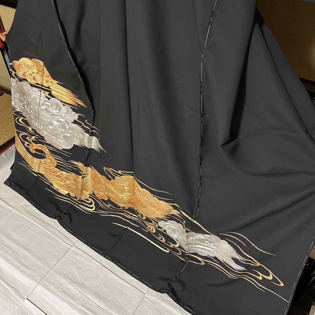 黒留袖　正絹　未仕立て レディースの水着/浴衣(着物)の商品写真
