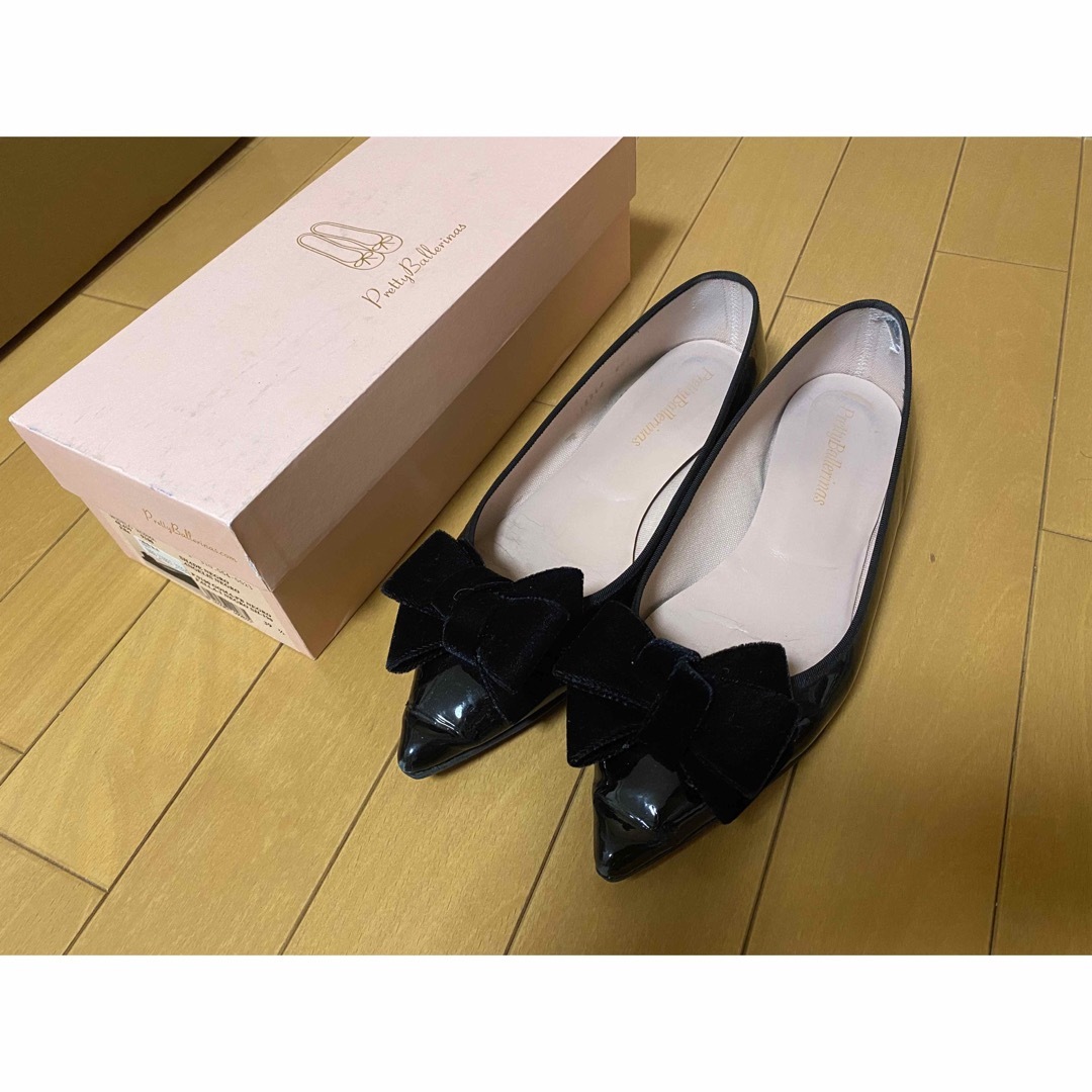 pretty ballerinas NEGROプリティバレリーナ リボンパンプス