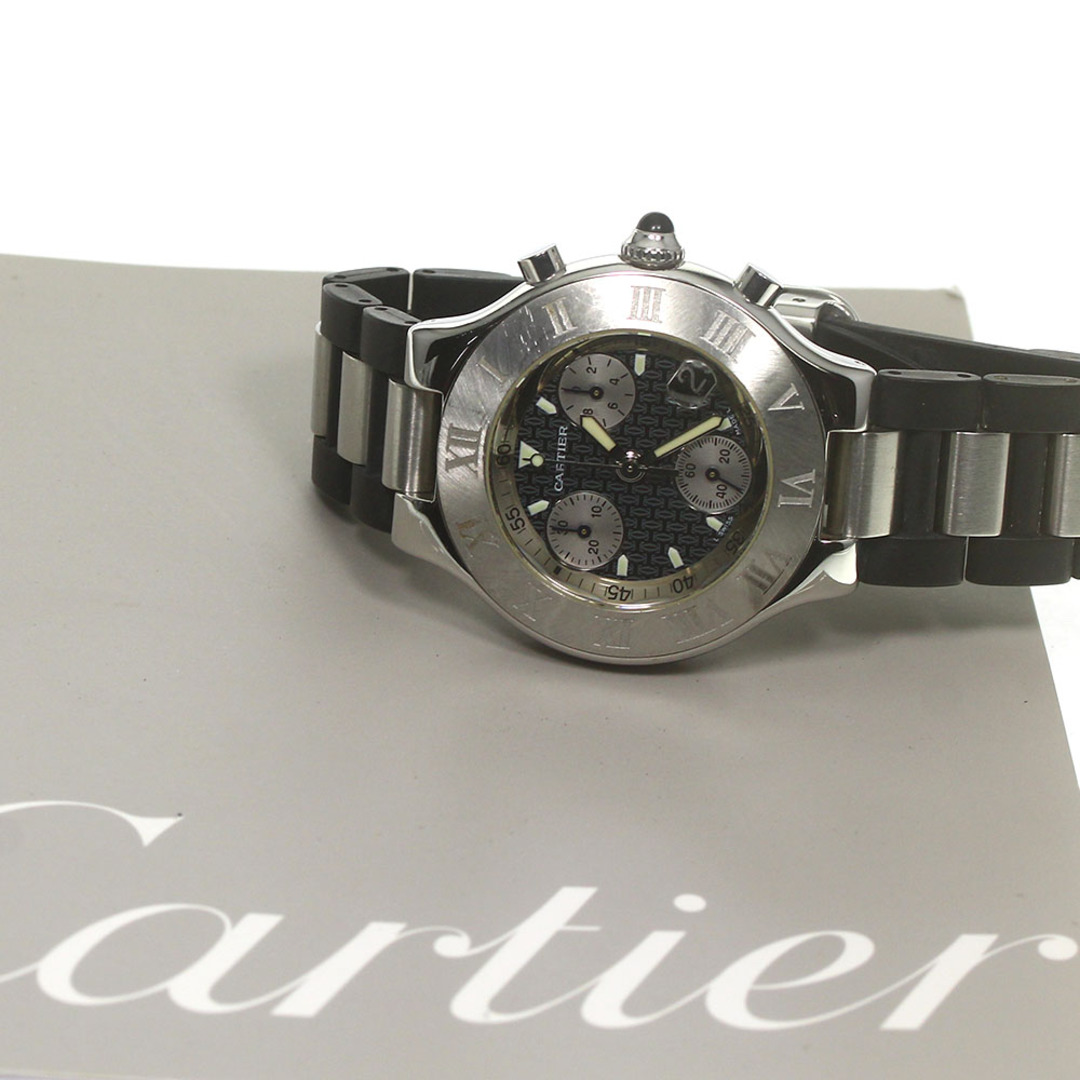 カルティエ CARTIER W10125U2 クロノスカフ デイト クォーツ メンズ 保証書付き_768058