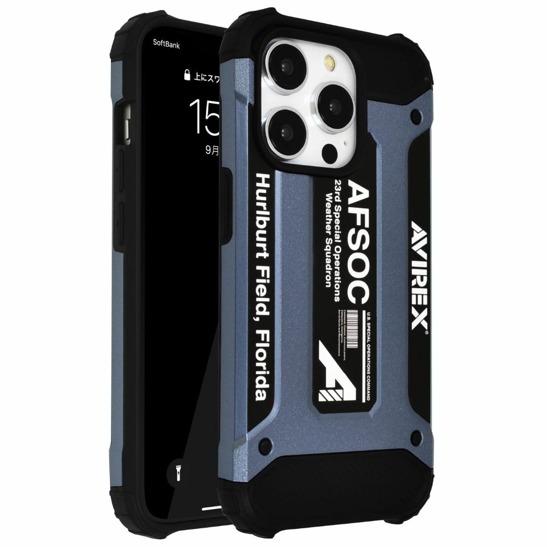 【色:ブルー】【 AVIREX 正規品 】 iPhone14 Pro ケース 耐