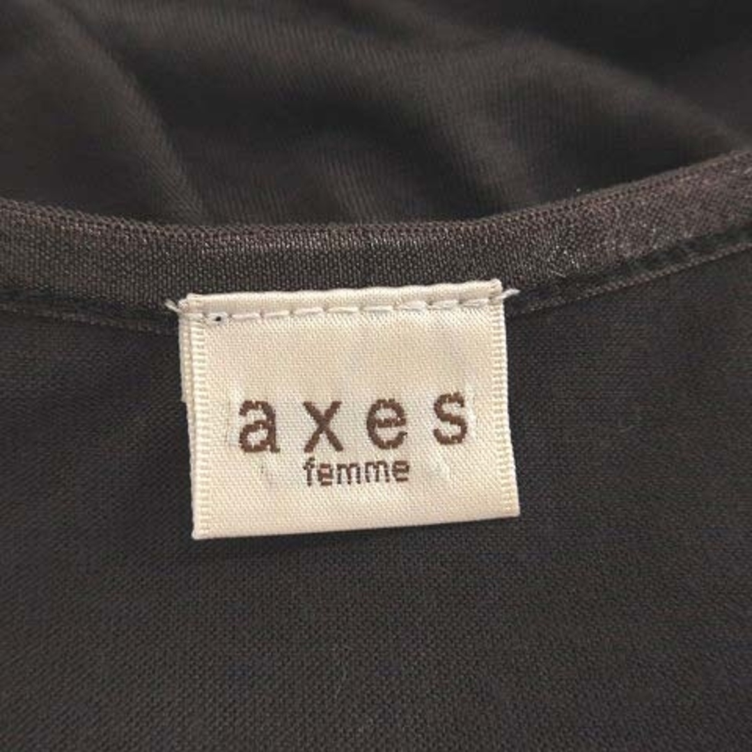 axes femme(アクシーズファム)のアクシーズファム カットソー 長袖 Uネック ギャザー 切替 レース M こげ茶 レディースのトップス(カットソー(長袖/七分))の商品写真