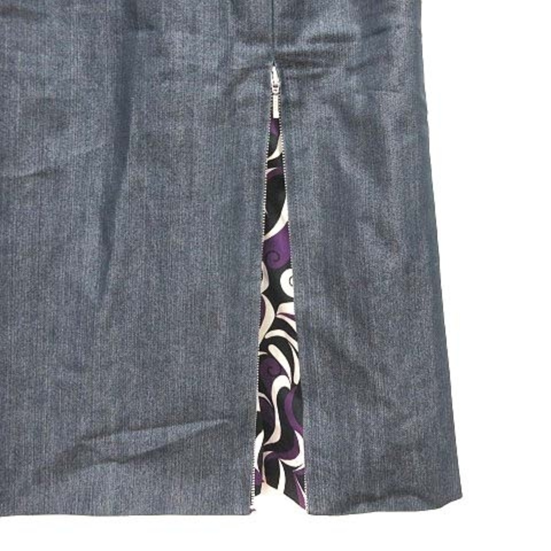ミスアリス タイトスカート ひざ丈 ジッパー 切替 ペイズリー柄 2 紺 レディースのスカート(ひざ丈スカート)の商品写真
