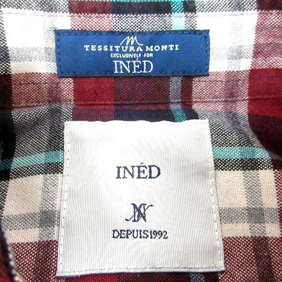 INED(イネド)のイネド INED ネルシャツ チェック 長袖 7 赤紫 ボルドー /MN ■MO レディースのトップス(シャツ/ブラウス(長袖/七分))の商品写真