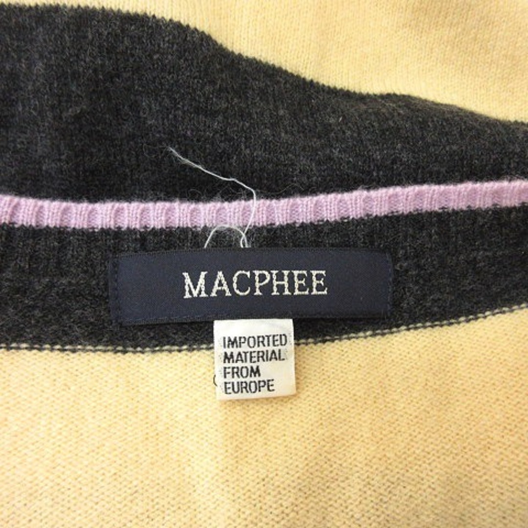 MACPHEE(マカフィー)のマカフィー ニット セーター 半袖 ボーダー ウール カシミヤ ブラック 黄色 レディースのトップス(ニット/セーター)の商品写真