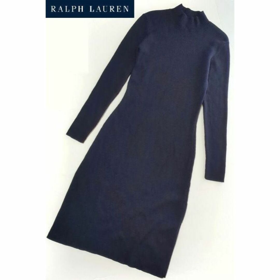 美品★ラルフローレン★リブニットロングワンピース ネイビー | フリマアプリ ラクマ