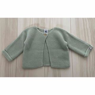 プチバトー(PETIT BATEAU)のプチバトー　カーディガン　コットンニット　幸運　ラッキーグリーン(カーディガン/ボレロ)