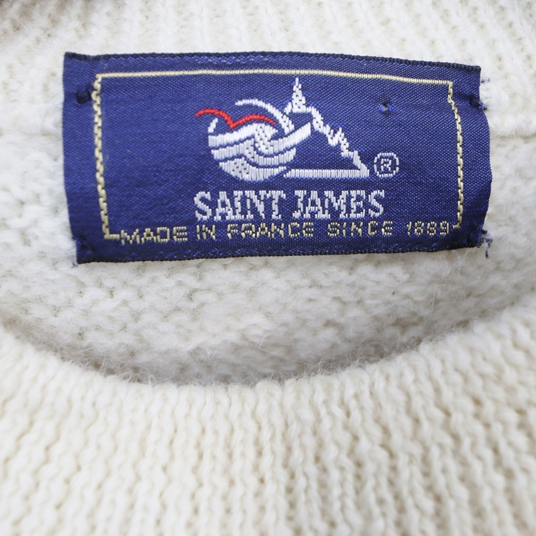 80年代～90年代 フランス製 SAINT JAMES フィッシャーマンズニット セーター 防寒  ユーロ ホワイト (メンズ M相当)   O5271 3