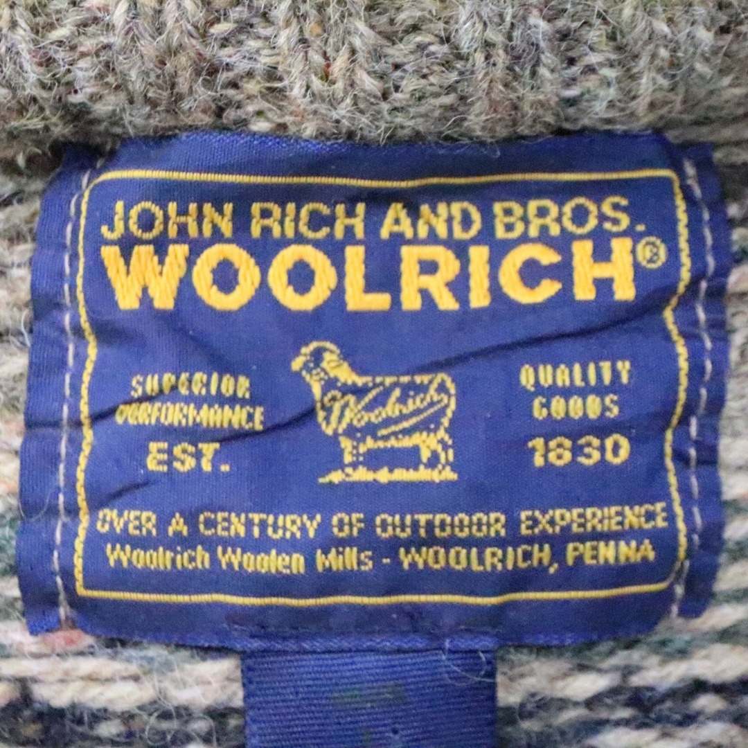 90年代 USA製 WOOLRICH ウールリッチ クルーネック ニット セーター ローゲージ 総柄 フェアアイル ブラウン系 (メンズ L)   O5305 6