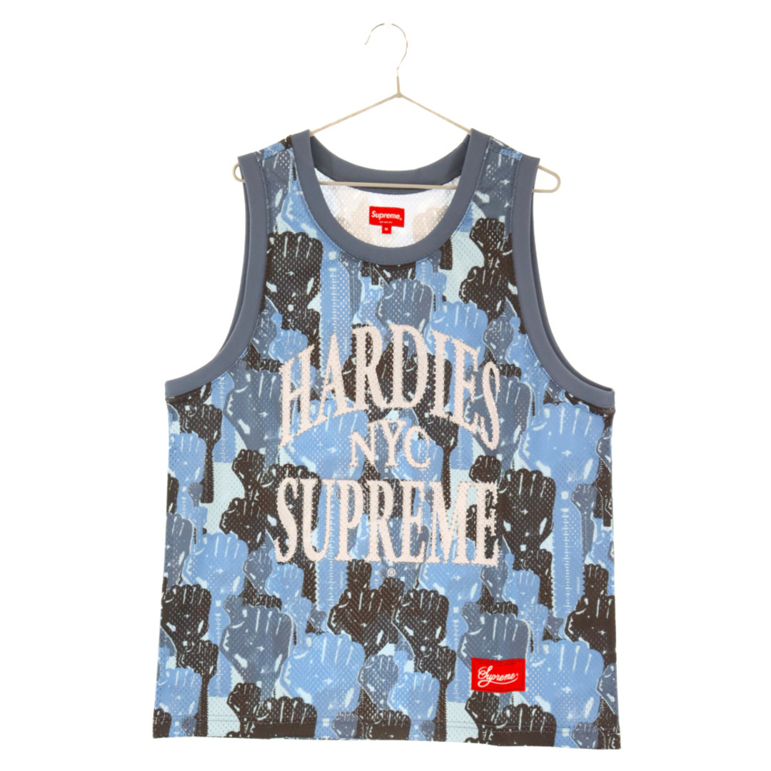 SUPREME シュプリーム 23SS Hardies Camo Basketball Jersey カモ総柄 ラインストーンロゴ装飾メッシュタンクトップ ブルー