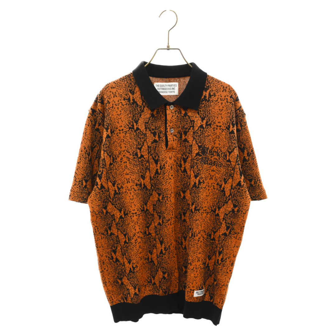 WACKO MARIA ワコマリア 23SS PYTHON KNIT POLO SHIRT パイソン柄ニット半袖ポロシャツ オレンジ 23SS-WMK-KN10のサムネイル