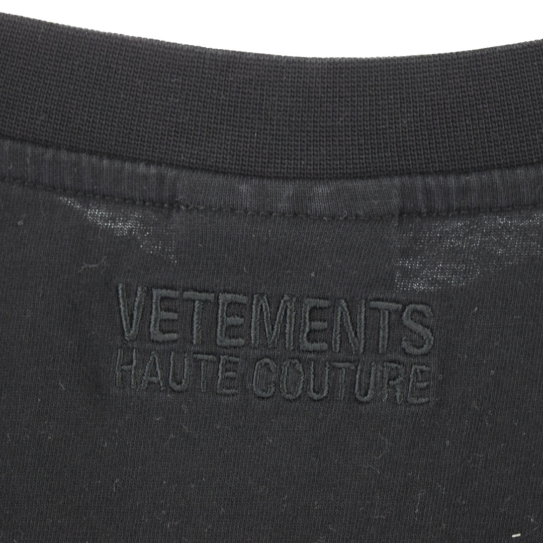VETEMENTS ヴェトモン 21SS オートクチュールロゴ刺繍 オーバーサイズ半袖Tシャツ クルーネックカットソー ブラック UE51TR450B 2