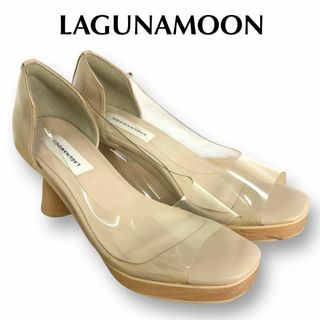 ラグナムーン(LagunaMoon)の【送料無料】LAGUNAMOON ウッドヒールオープントゥパンプス クリア(ハイヒール/パンプス)