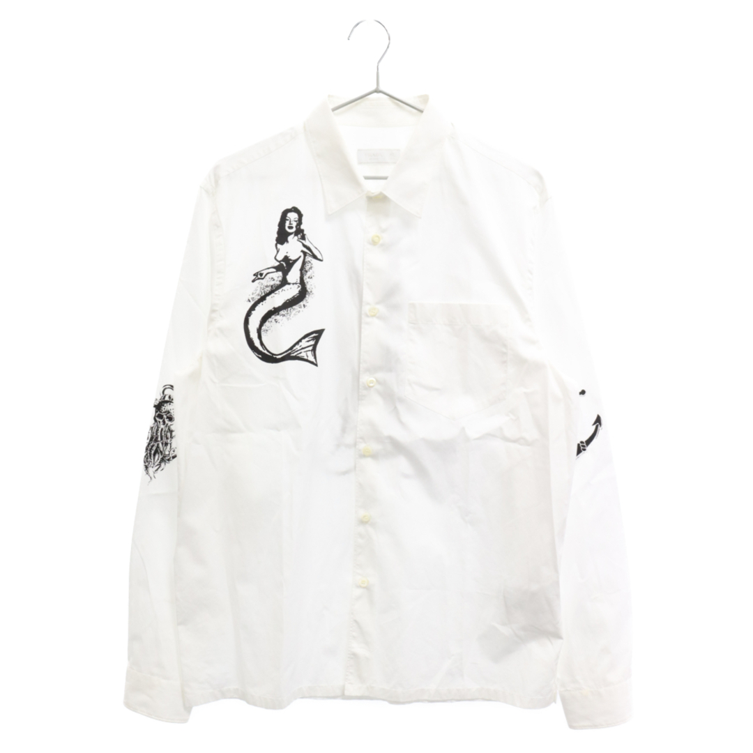 PRADA プラダ BIANCO POPELINE SIMBOL COTTON SHIRT ビアンコポプリンシンボルコットンシャツ ホワイト UCN425 S22174センチ身幅