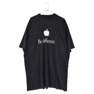 BALENCIAGA バレンシアガ 22AW Be different刺繍Tシャツ ビーディファレントTシャツ 半袖カットソー ダメージ ヴィンテージ加工 アップル ロゴ刺繍 ベージュ 712398 TNVB3