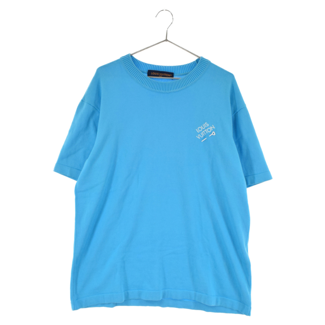 LOUIS VUITTON ルイヴィトン 23AW エンブロイダードシグネチャーショートスリーブクルーネック半袖Tシャツ ブルー RM232Q OY8 HNN42W