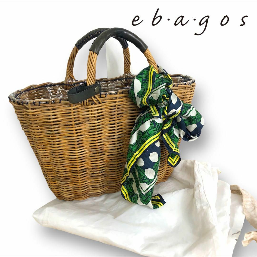 【送料無料】eb・a・gos エバゴス かごバッグ スカーフ＆ミラー付き レザー