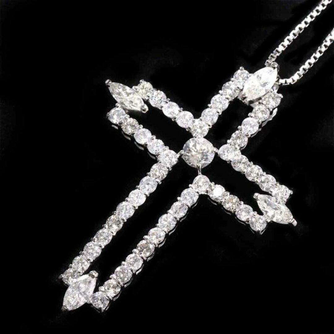 ダイヤ 2.22ct ネックレス 45cm Pt プラチナ クロス VLP 90203870