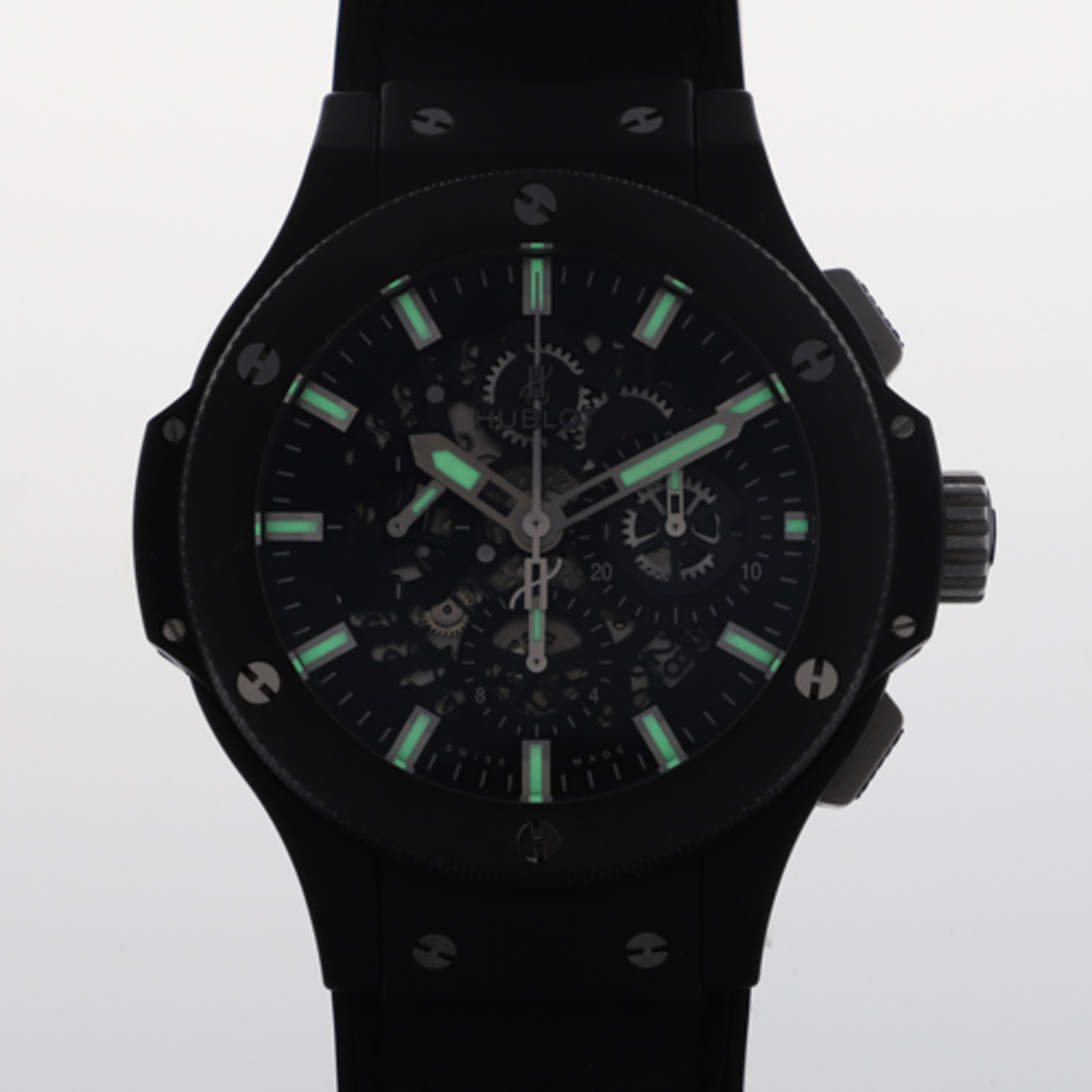 【117709】HUBLOT ウブロ  311.CI.1170.GR  アエロバンブラックマジック ブラックダイヤル CE/ラバー/レザー（クロコ） 自動巻き 保証書 純正ボックス 腕時計 時計 WATCH メンズ 男性 男 紳士