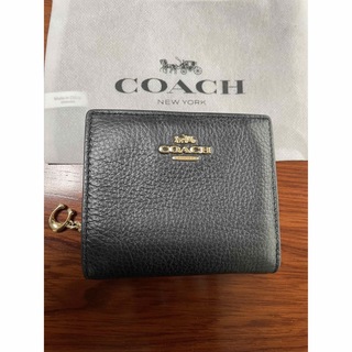 コーチ(COACH)のCOACH 二つ折財布 レザーCファスナー   ブラック(折り財布)