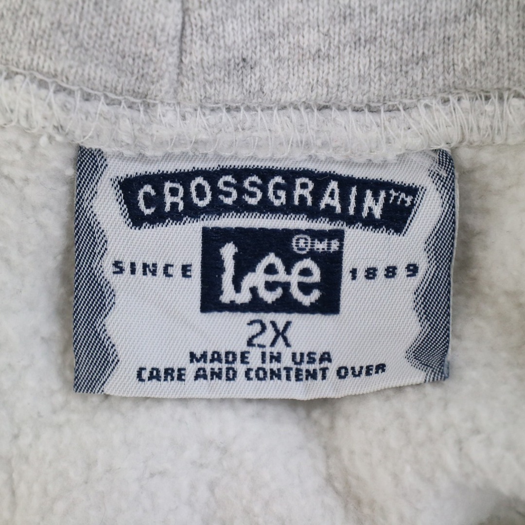 Lee(リー)の90年代 USA製 Lee リー パーカー フーディー 大きいサイズ  刺繍 企業ロゴ グレー (メンズ XXL) 中古 古着 O5384 メンズのトップス(パーカー)の商品写真
