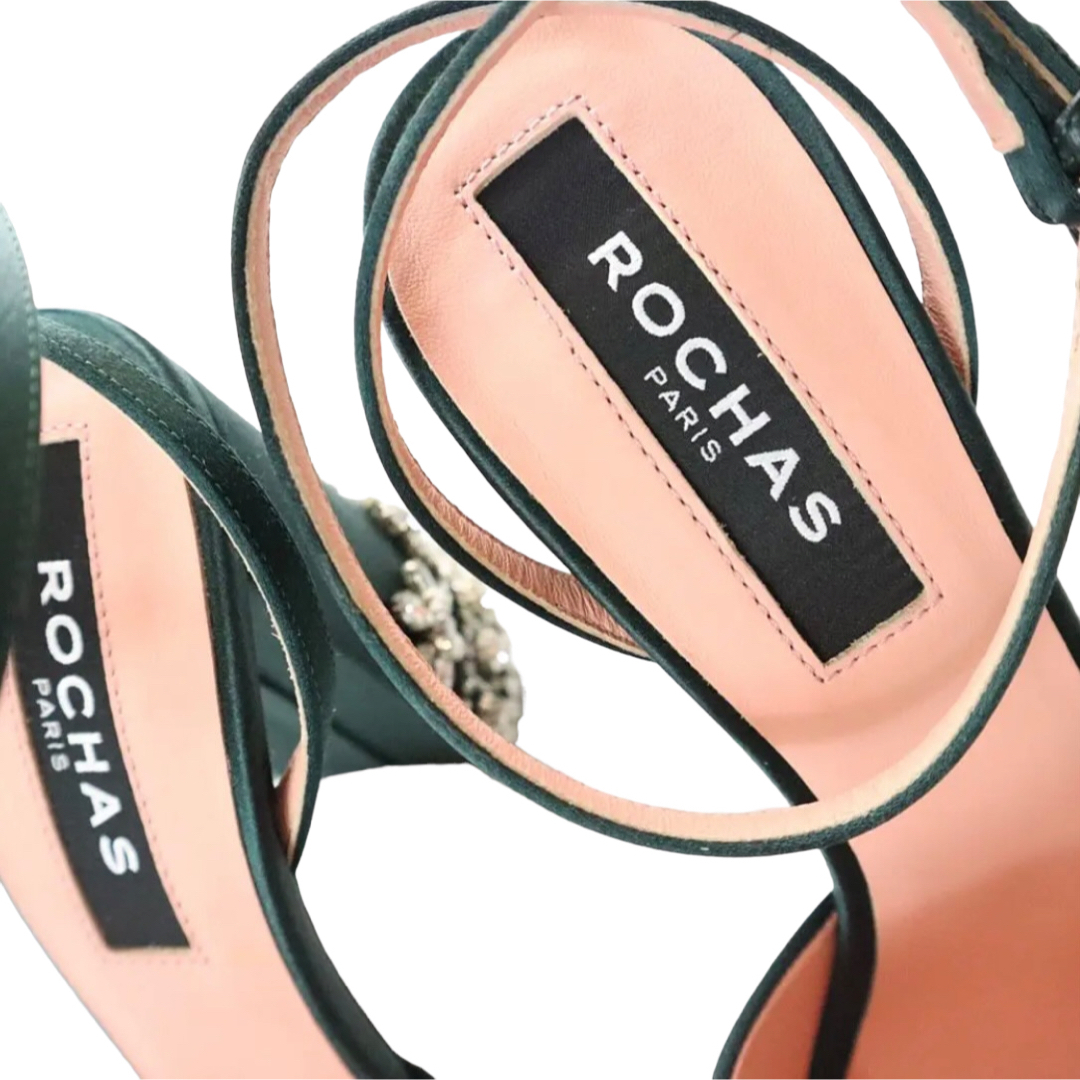 ROCHAS ロシャス ビジューヒールストラップサンダル 定価 109，000円-