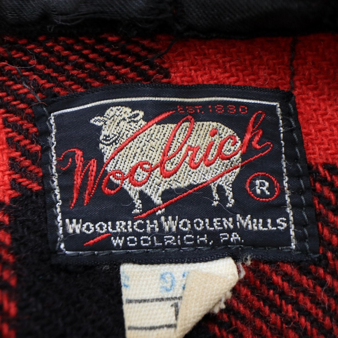 WOOLRICH(ウールリッチ)の50年代 WOOLRICH ウールリッチ 長袖シャツ アメカジ  ヴィンテージ バファローチェック柄 レッド (メンズ 15) 中古 古着 O5432 メンズのトップス(シャツ)の商品写真