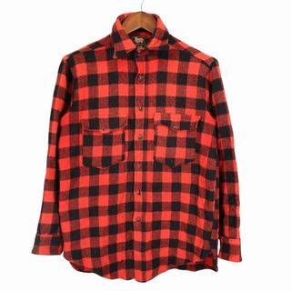 ウールリッチ(WOOLRICH)の50年代 WOOLRICH ウールリッチ 長袖シャツ アメカジ  ヴィンテージ バファローチェック柄 レッド (メンズ 15) 中古 古着 O5432(シャツ)