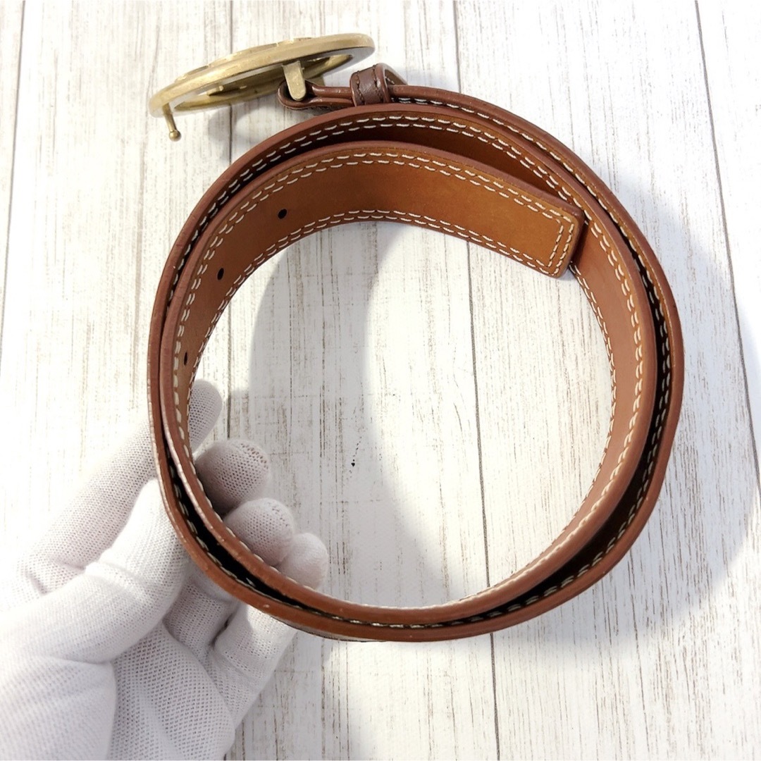 セリーヌ ベルト レザー トリオンフバックル ブラウン 茶 80-92cm-