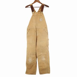 カーハート(carhartt)のCarhartt カーハート オーバーオール ワーク  ダブルニー DIY ベージュ (メンズ 34×32) 中古 古着 O5476(サロペット/オーバーオール)