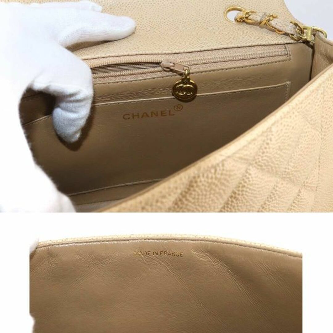 CHANEL(シャネル)の新品同様 シャネル CHANEL ダイアナ 25 マトラッセ チェーン ショルダー バッグ キャビアスキン ベージュ A01165 ヴィンテージ VLP 90195651 レディースのバッグ(ショルダーバッグ)の商品写真