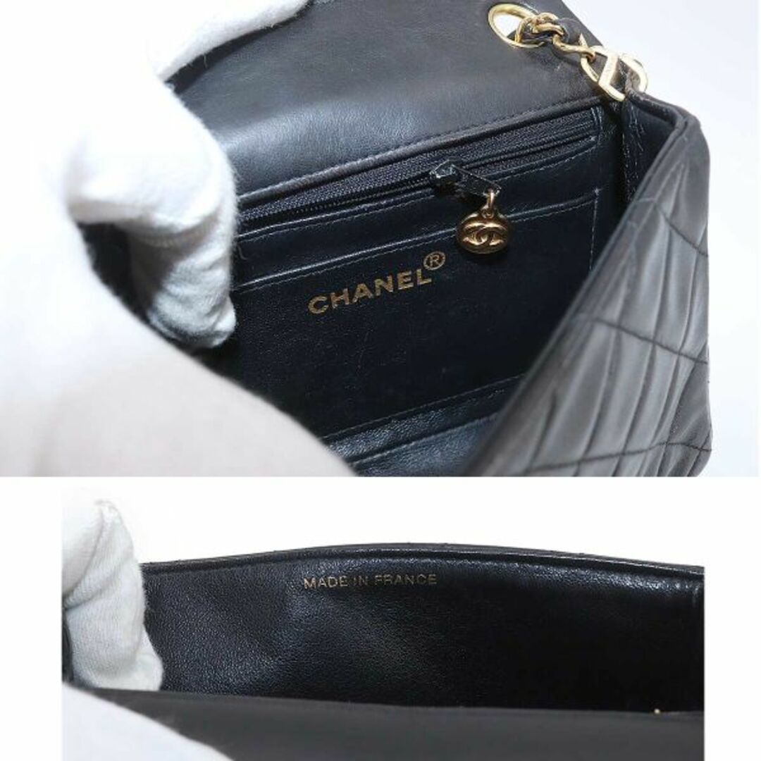 シャネル CHANEL ミニ マトラッセ チェーン ショルダー バッグ レザー ブラック A01115 ココマーク ヴィンテージ VLP 90207677