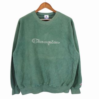 チャンピオン(Champion)のChampion チャンピオン 刺繡ロゴ スウェット 裏地生地 グリーン (メンズ XL) 中古 古着 O5517(スウェット)