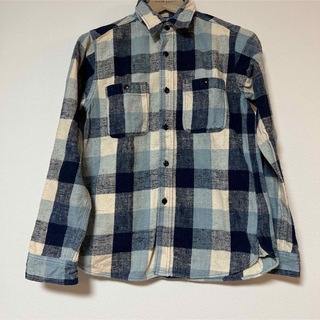 ♦︎新品未使用♦︎デニムダンガリー　ブロック ネルシャツ／160センチ